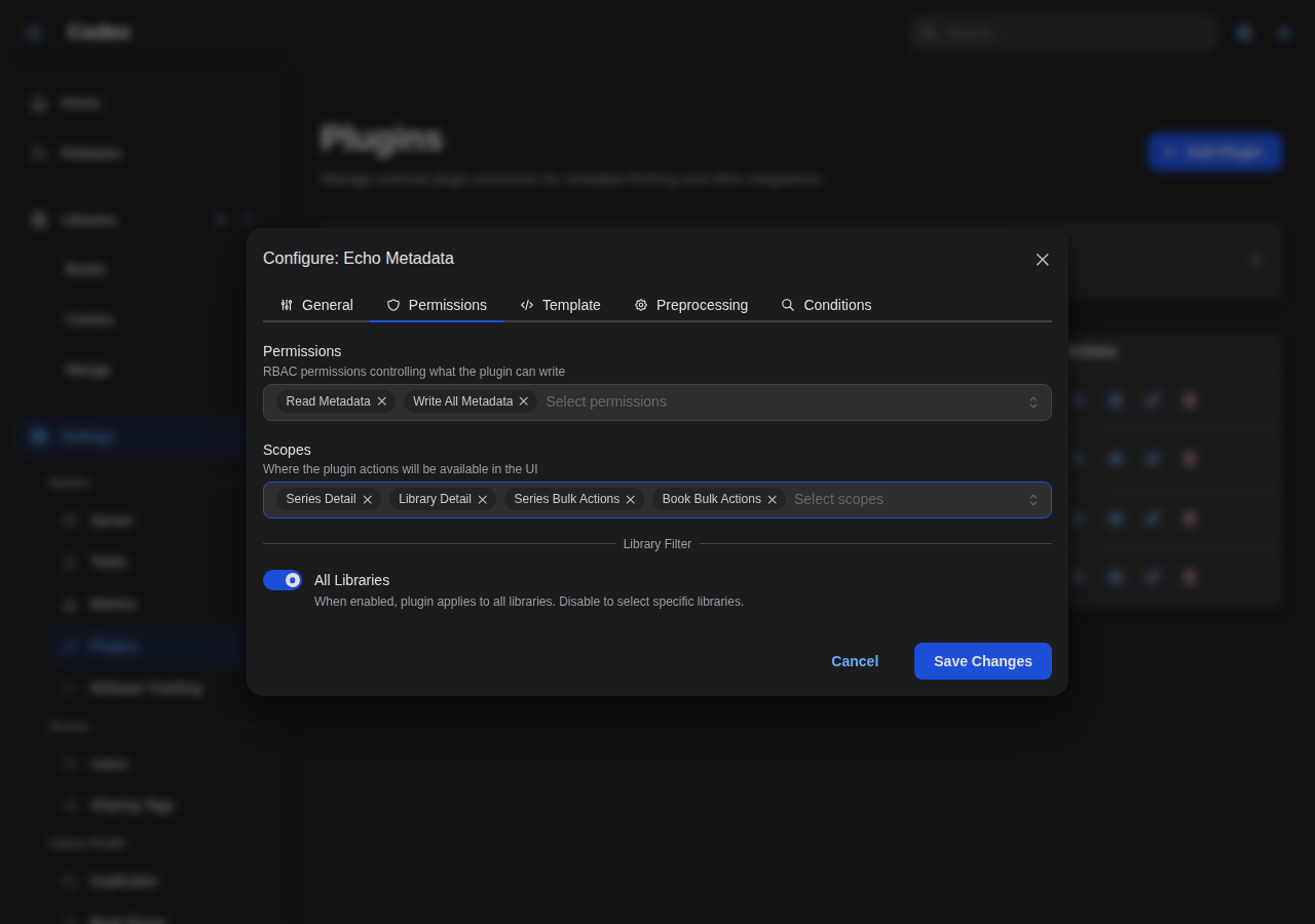 Config Modal - Permissions Filled