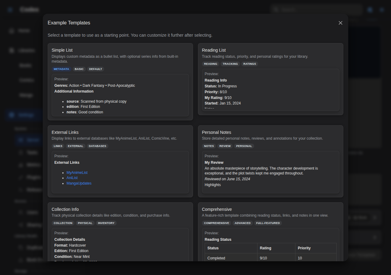 Custom Metadata Templates